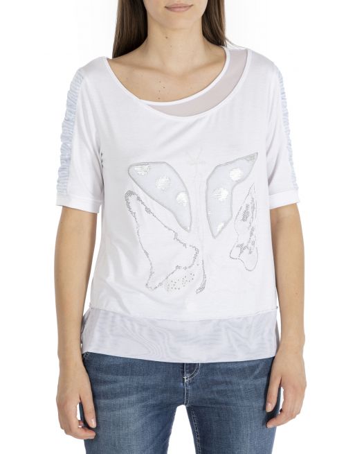 T-SHIRT PAPILLON STRASS Elisa Cavaletti EJP235015405