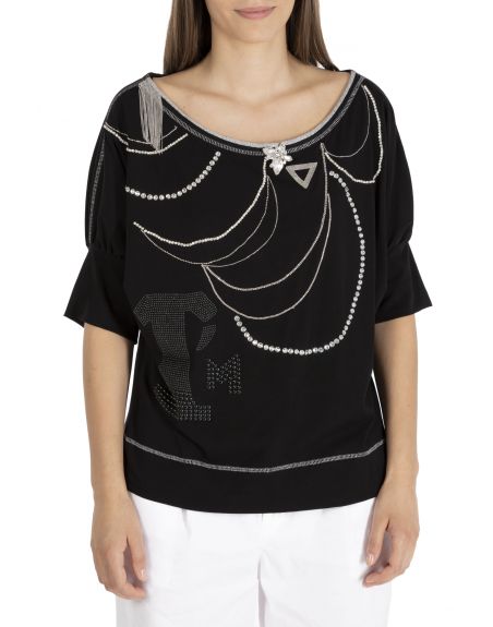 T-SHIRT CHAINETTE STRASS Elisa Cavaletti EJP235058603