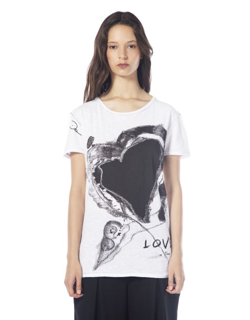 ROBE T-SHIRT LONG CUORE EFFETTO LAVAGNA Elisa Cavaletti DD0060201