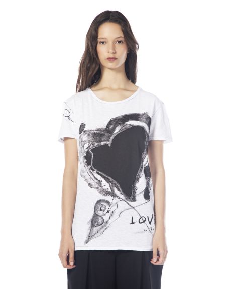 ROBE T-SHIRT LONG CUORE EFFETTO LAVAGNA Elisa Cavaletti DD0060201