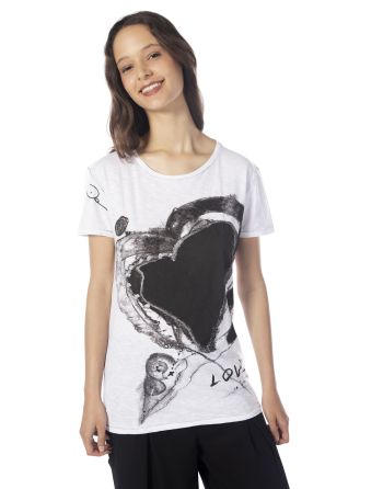 ROBE T-SHIRT LONG CUORE EFFETTO LAVAGNA Elisa Cavaletti DD0060201